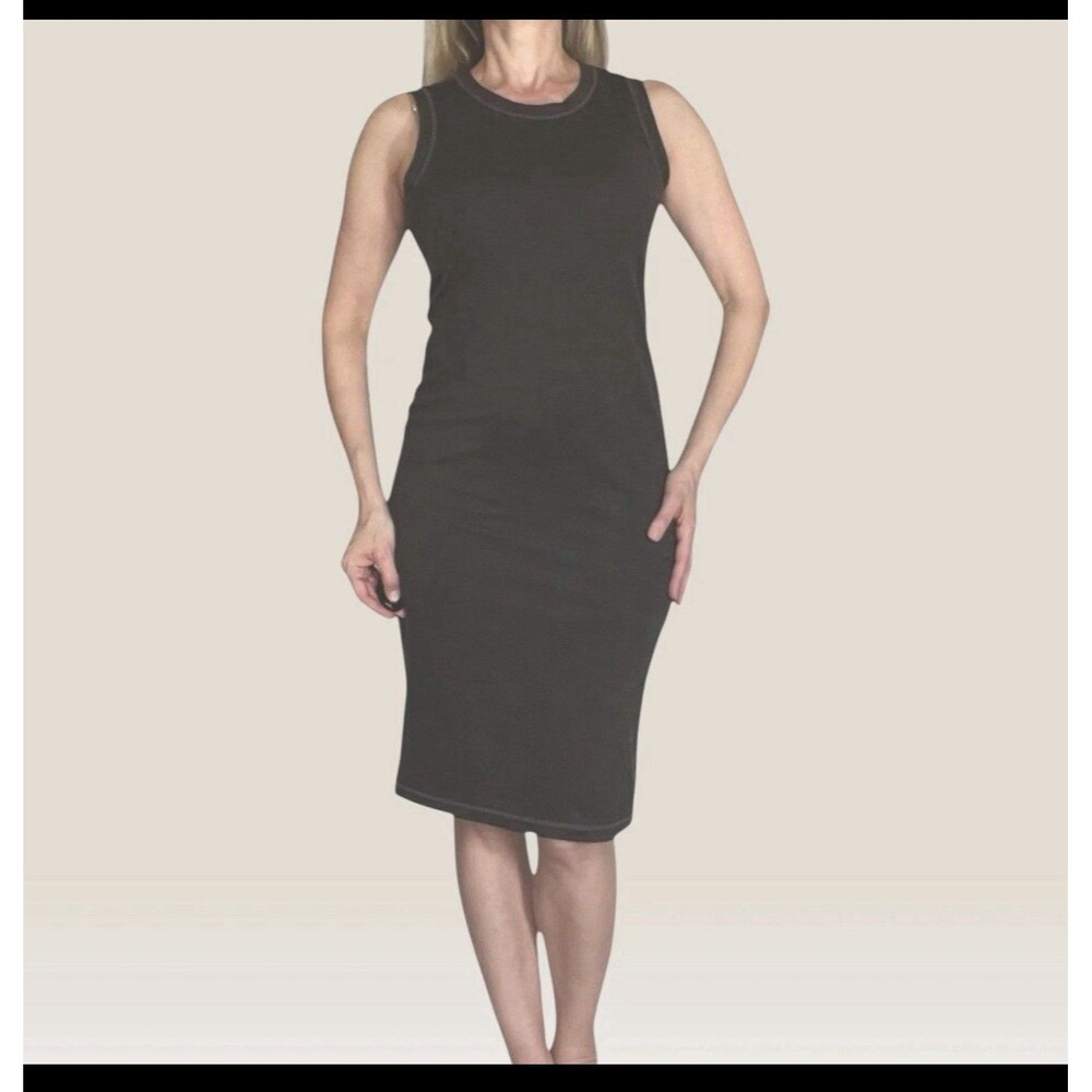 Prana Becksa Tank Dress Mink Grey Ribbed Stretch UPF 50 Athletic Bodycon Small - Picture 3 of 13